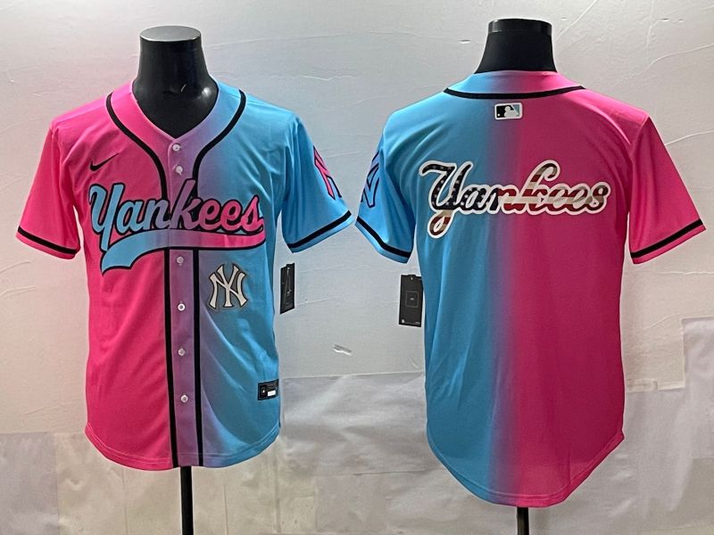 Men 2025 New York Yankees Blank Blue pink Game Nike MLB Jersey style 0011